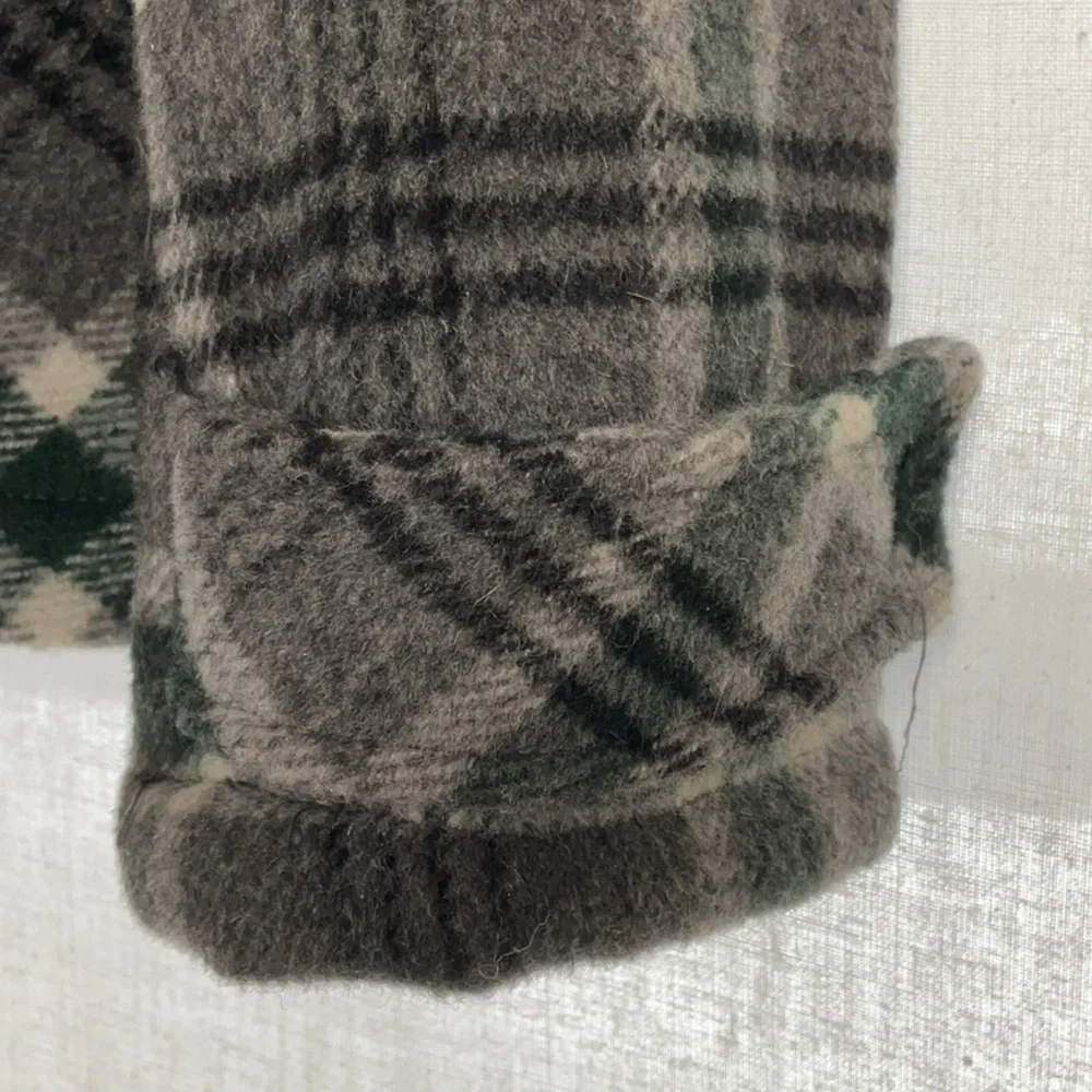 GH Bass Wool Blend Coat Green Gray Plaid Horn Toggle Buttons-Size L